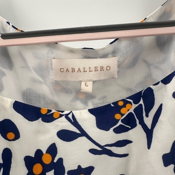 CABALLERO Dalia Navy Floral Blockprint Dress Size Large NEW Pockets - Picture 3 of 7